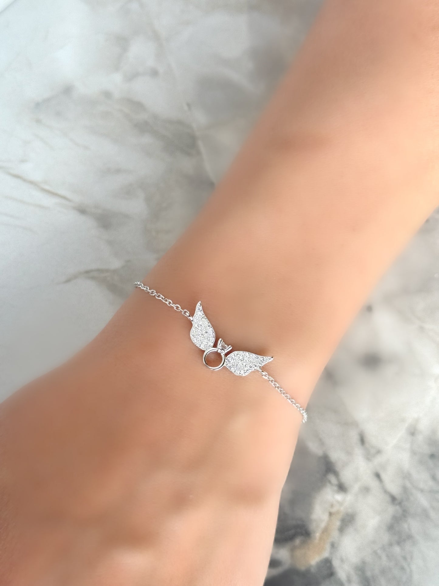 Promise Ring With Two Wings Design Bracelet