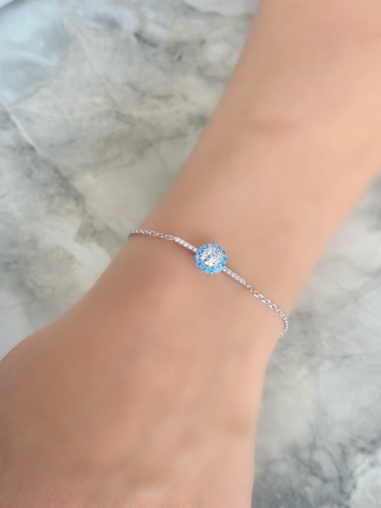 Light Blue And White Stones Design Bracelet