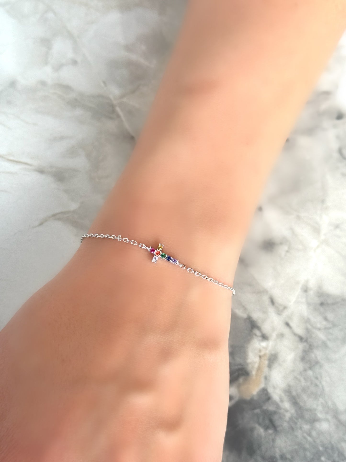 Rainbow Colors Cross Bracelet