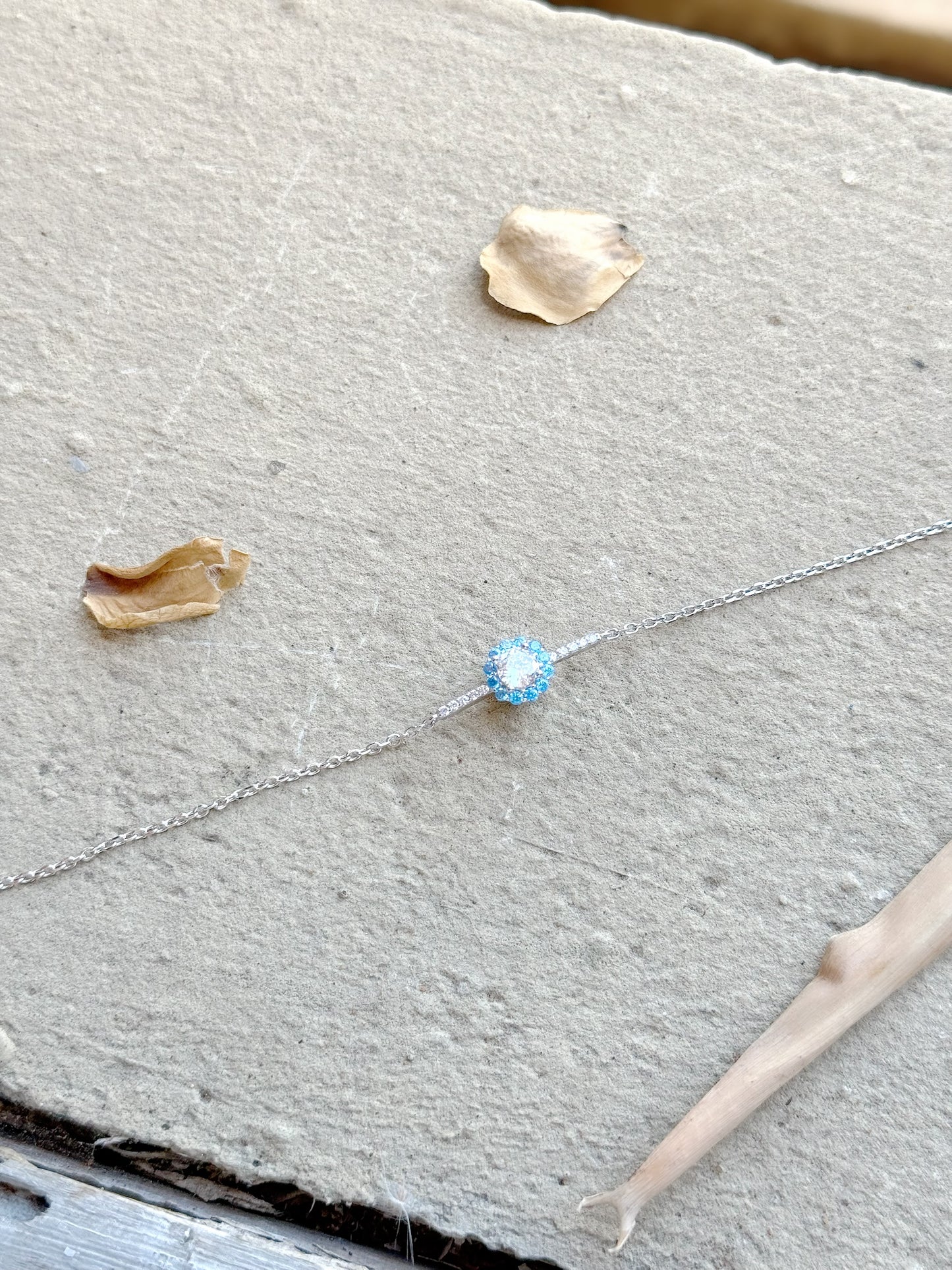 Light Blue And White Stones Design Bracelet