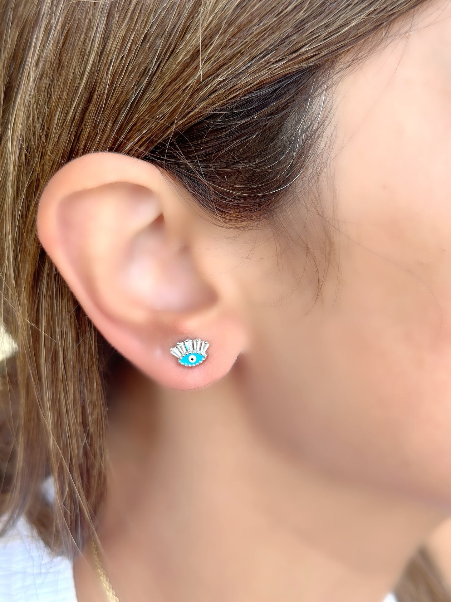 Light Blue Evil Eye Design Earrings