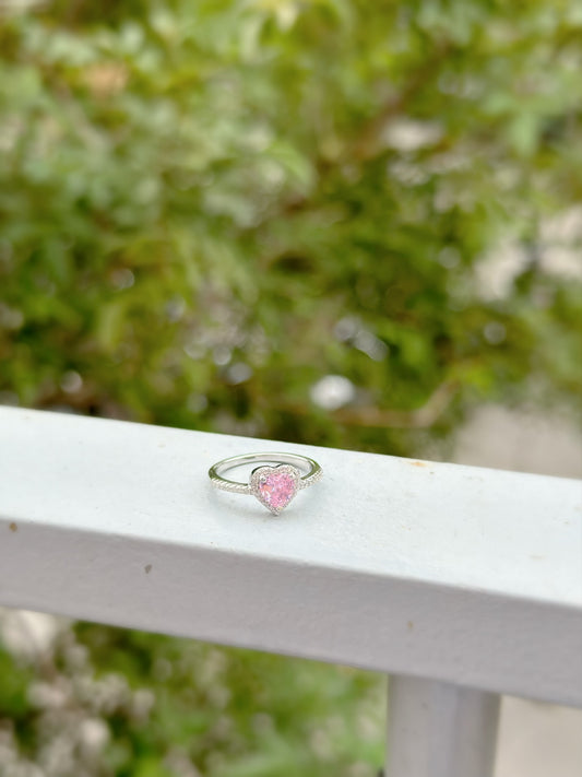 Heart Ring Pink Stone Color