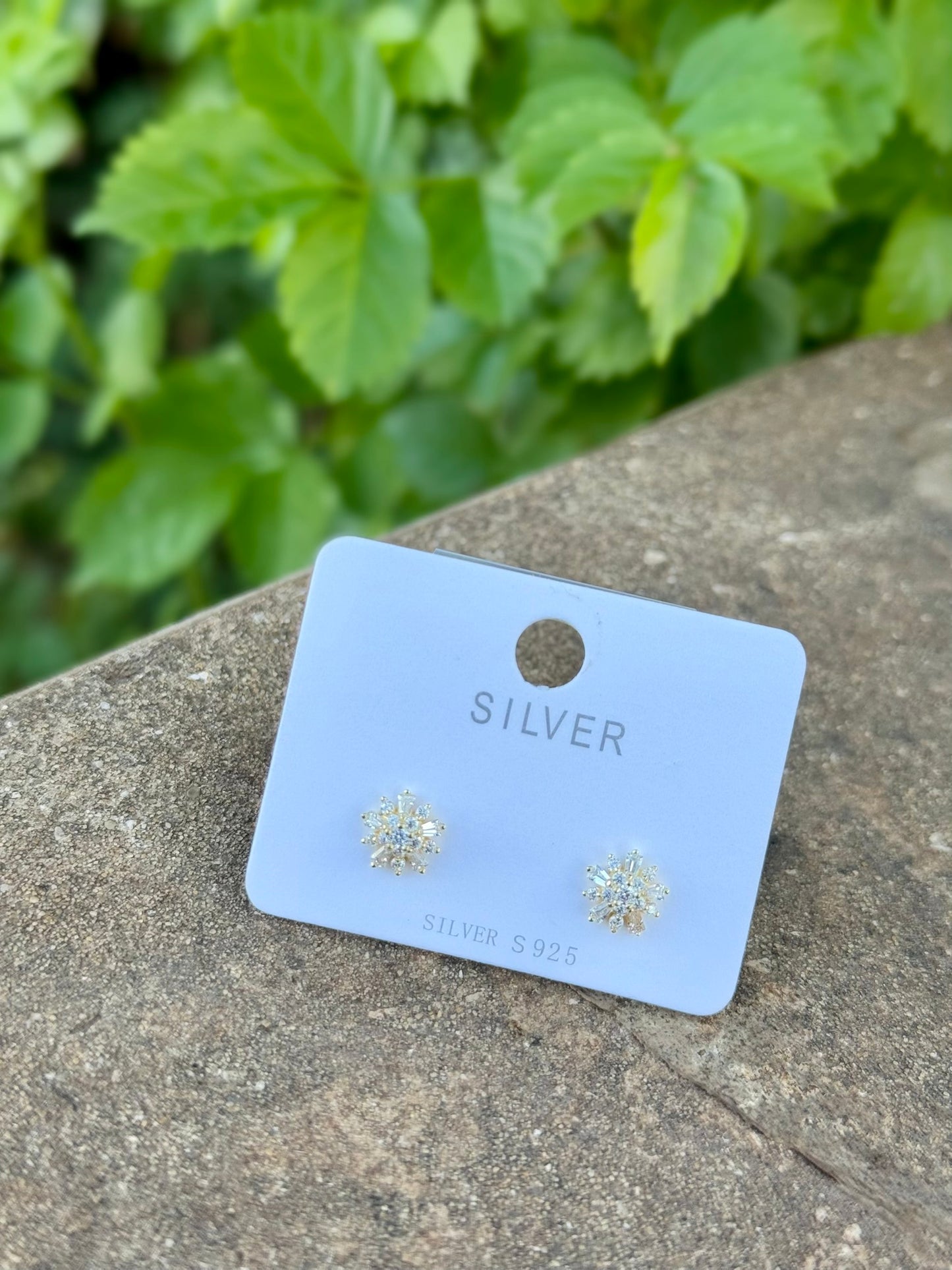 Silver 925 Gold Plater Small Stars Earrings
