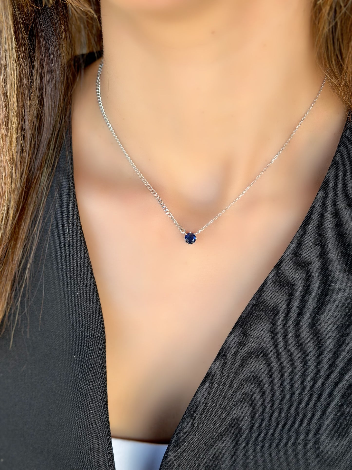 Round Stone Design Necklace With Special Two Design Chains