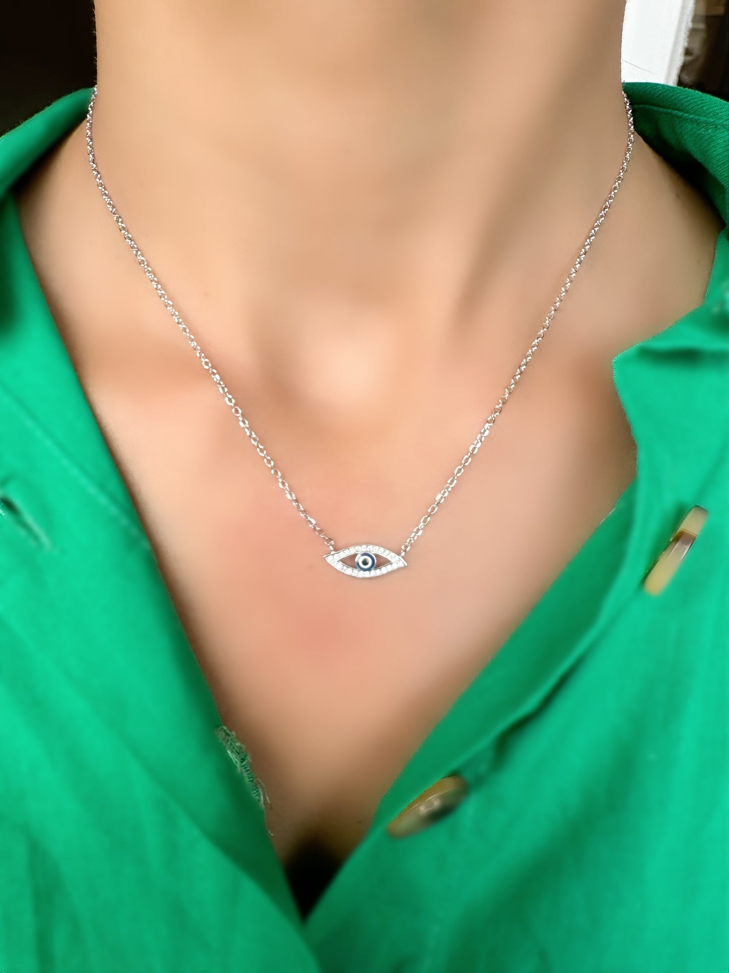 Curved Evil Eye Necklace