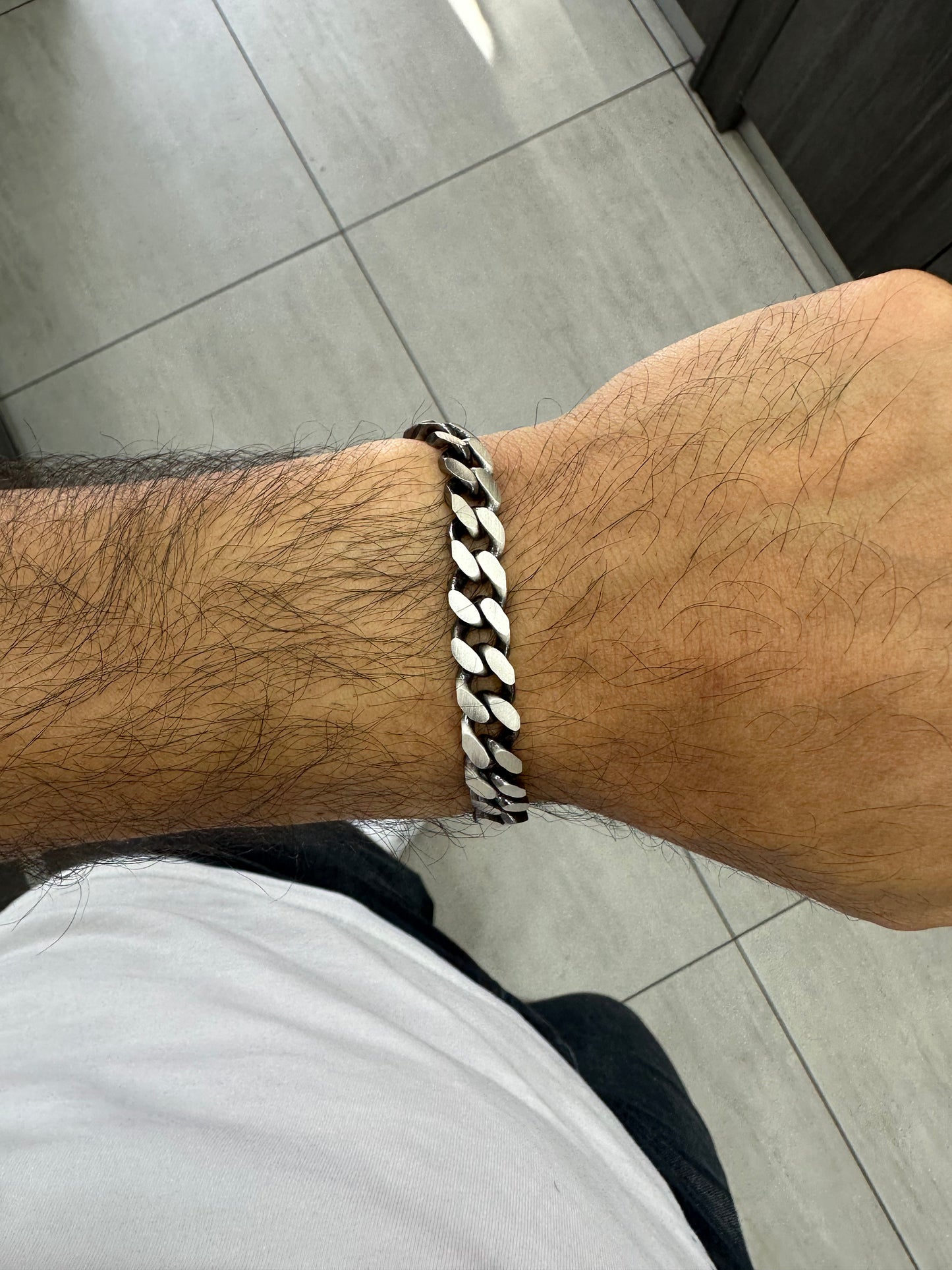 Men’s Cubic Link Chain Bracelet Grey Color