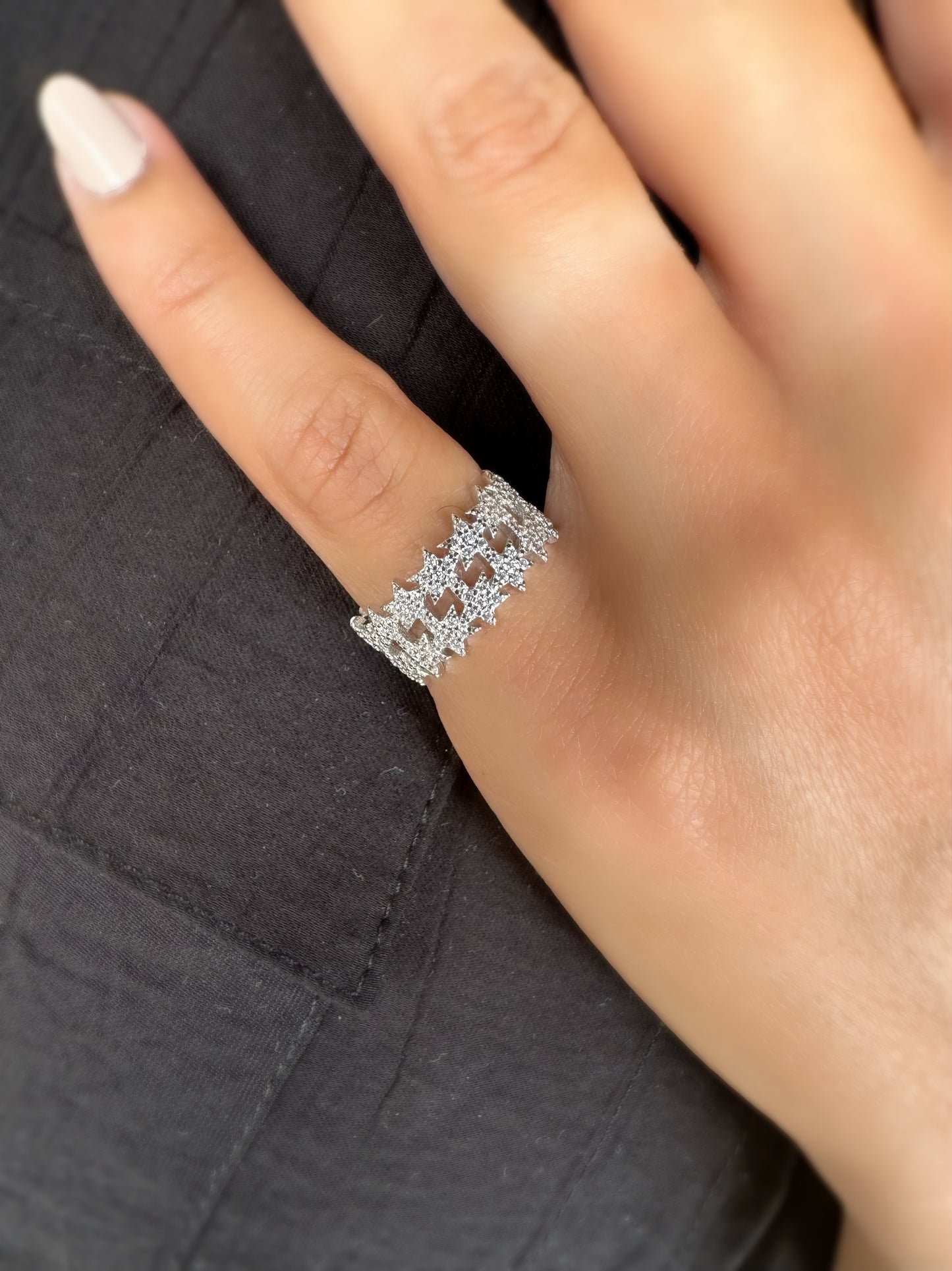 Two Lines Of Stars Ring