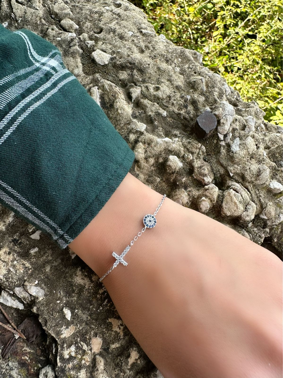 Cross & Evil Eye Bracelet
