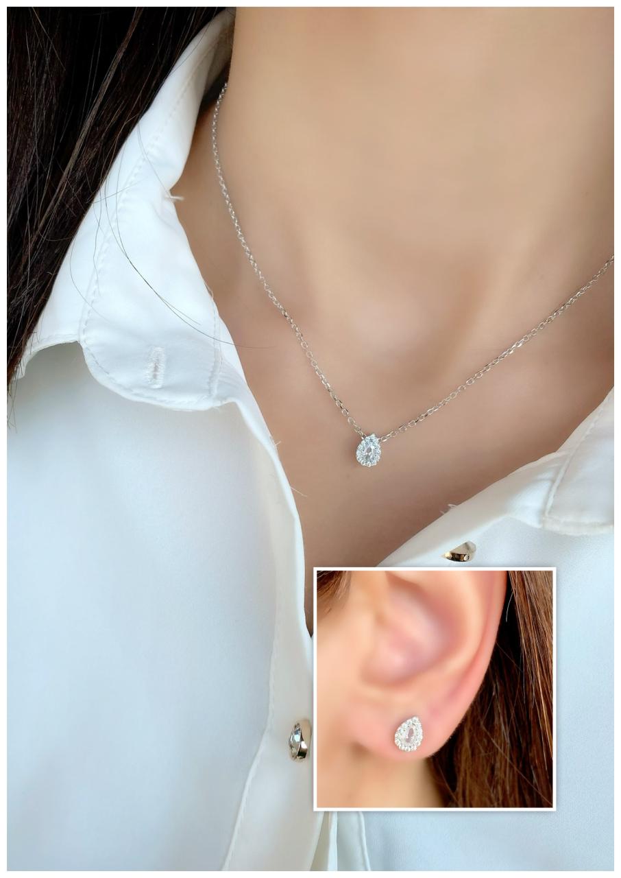 Tear Drop White Stone Set