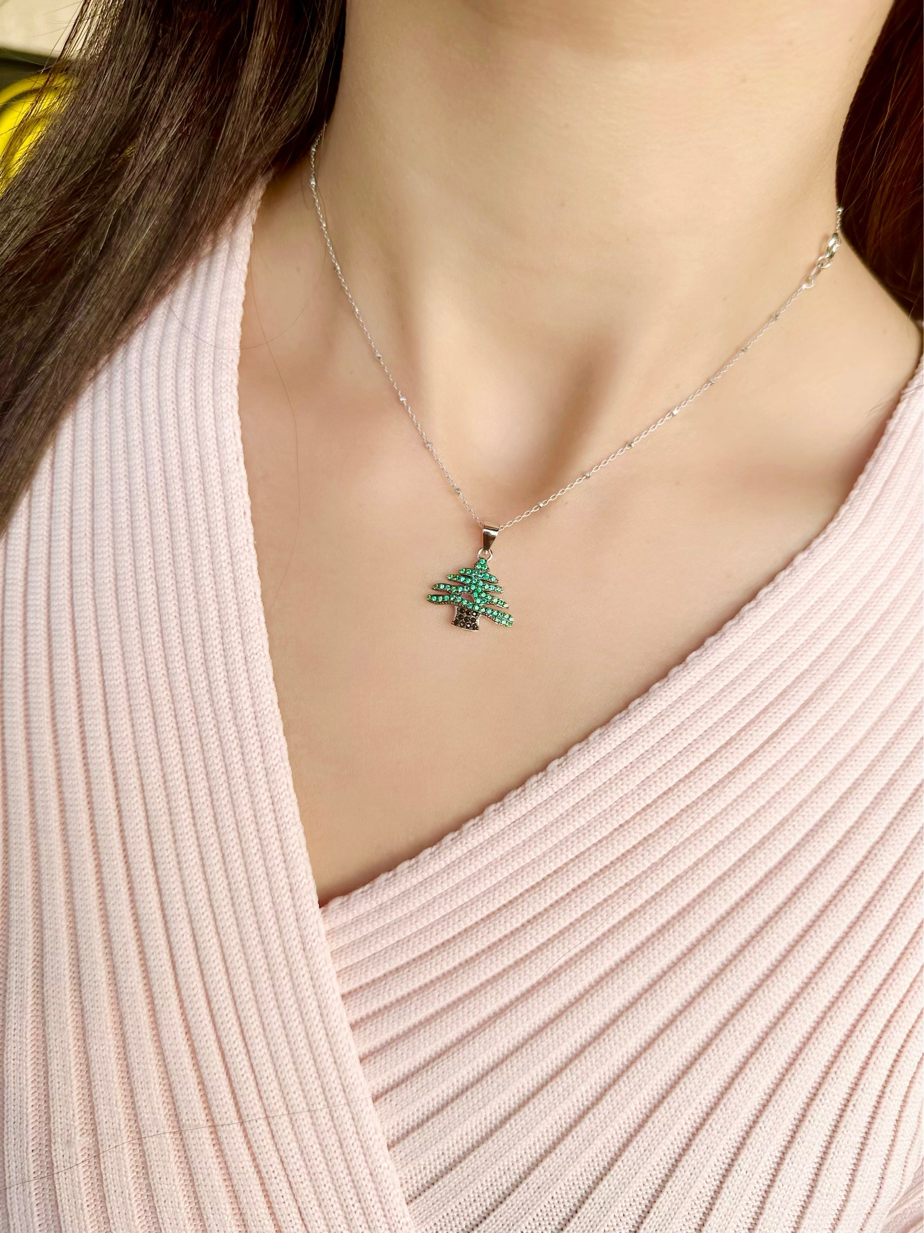 Lebanon Cedar Necklace Green Color