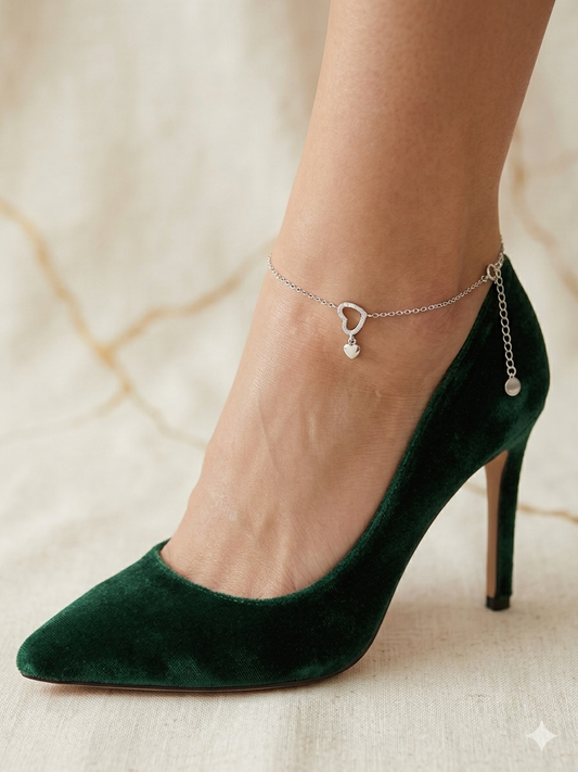 Elegant Heart Design Anklet