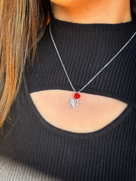 Tinker Bell Red Flower Design Necklace