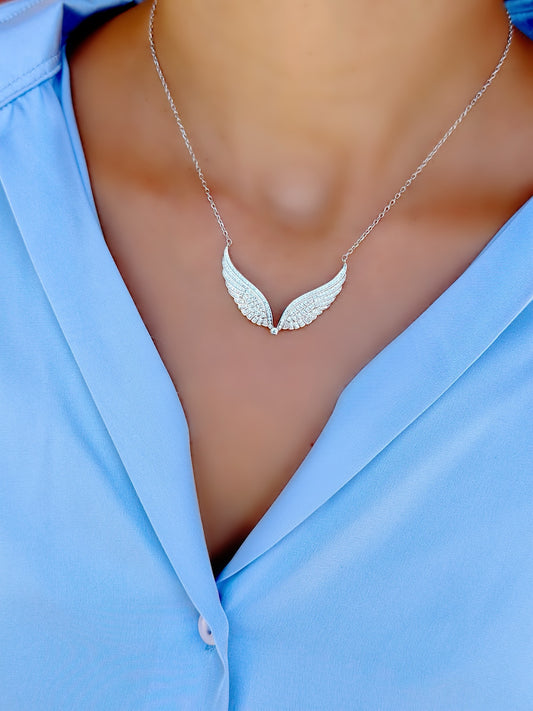 Angel Wings Necklace White Color
