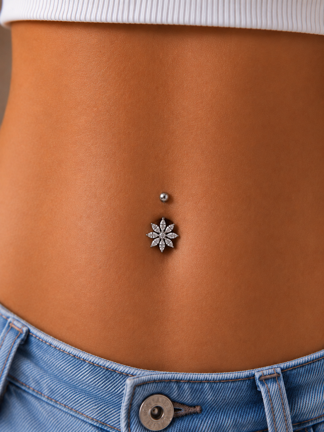 Medium Size Flower Design Belly Piercing