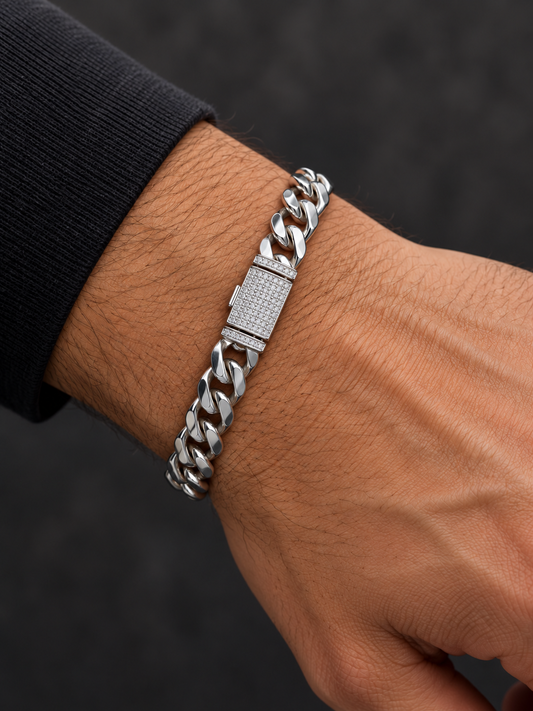 Cubic Link Men Bracelet With Zircon