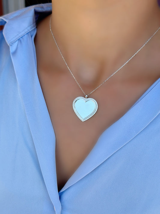 Plain Heart Necklace With Mirror Effect