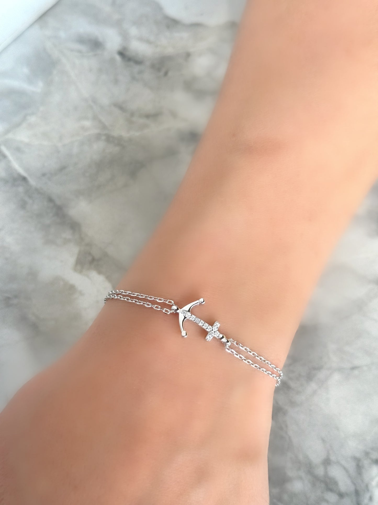 Double Chain Anchor Design Bracelet