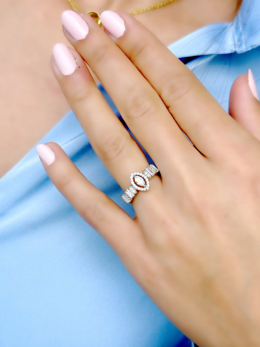 Marquise Cut Stone Ring
