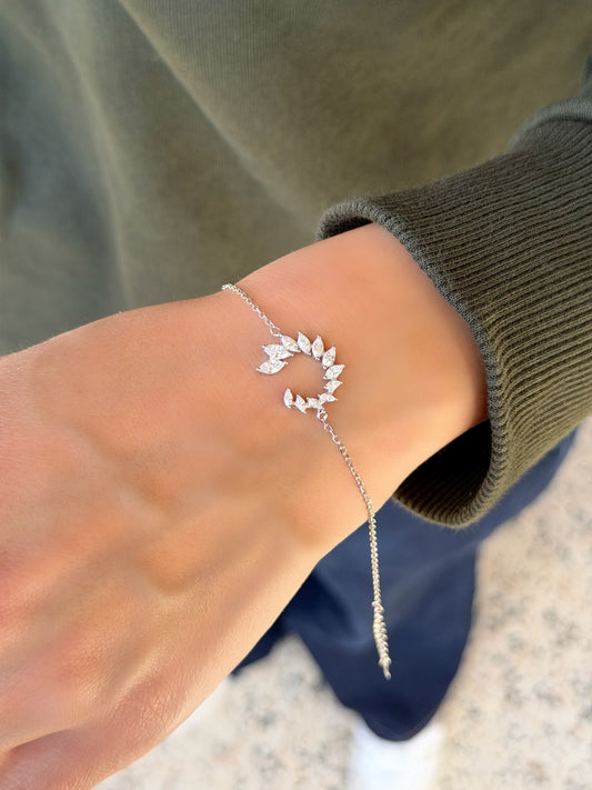 Marquise Cut Leaf Design Bracelet
