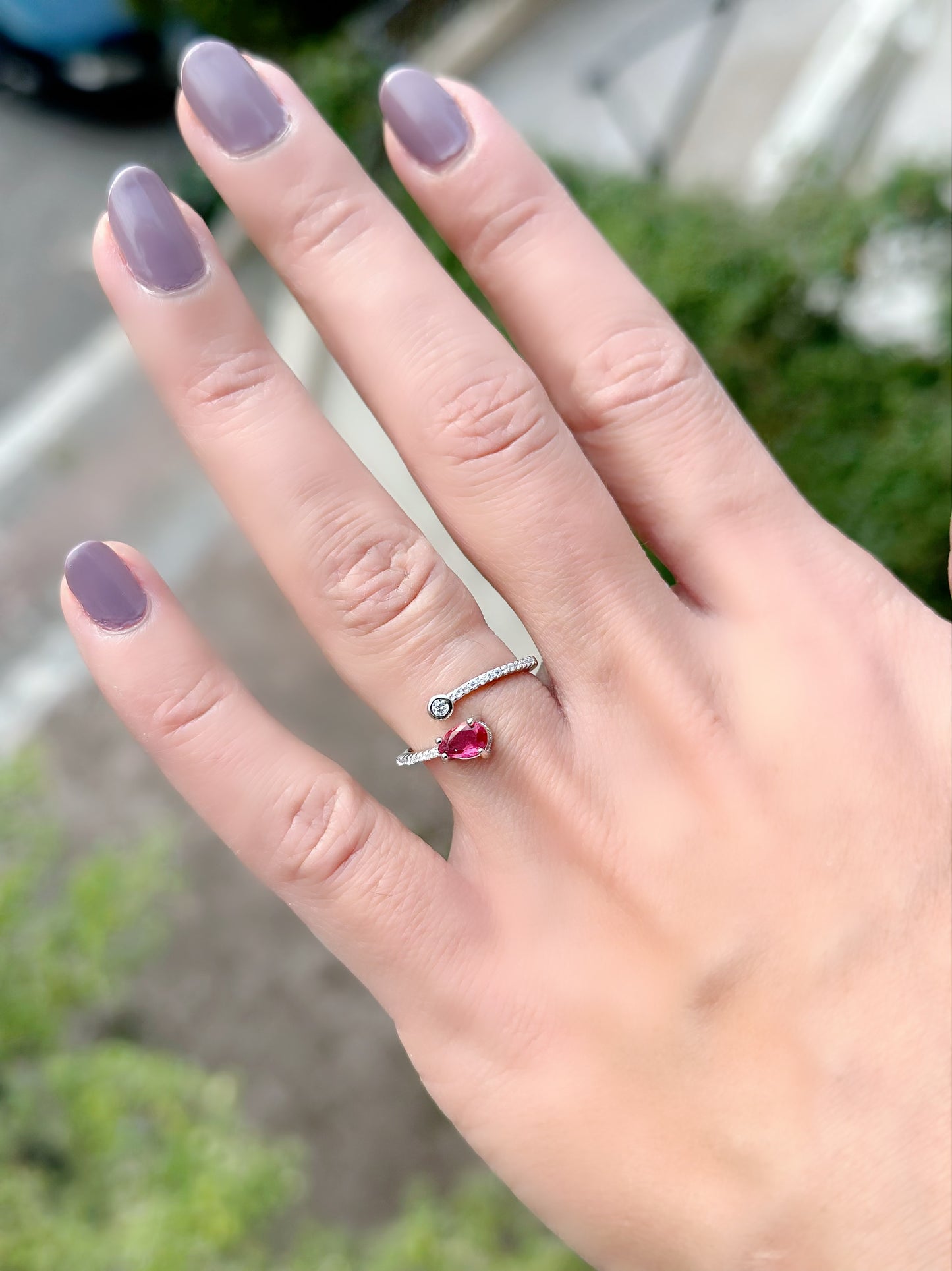 Adjustable Ring With Red Stone