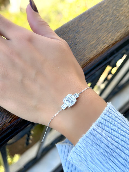 Square Design Baguette Stone Bracelet