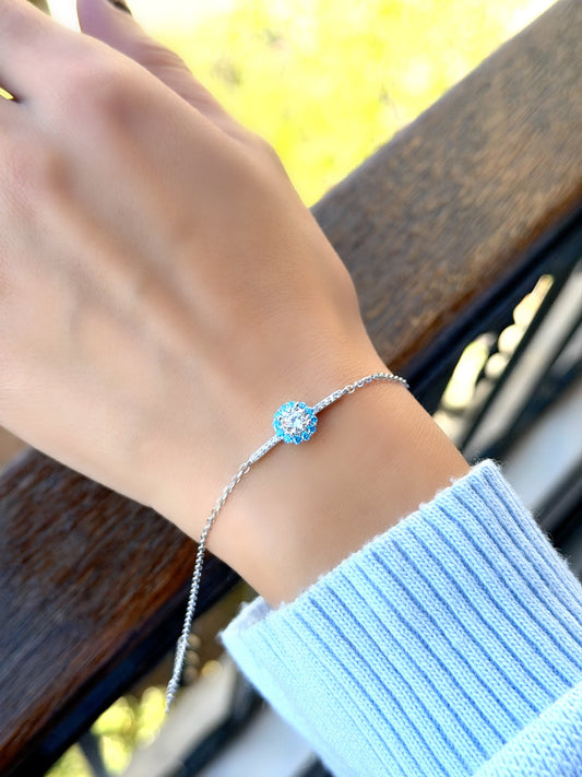 Blue & white Stones Floral Shape Bracelet