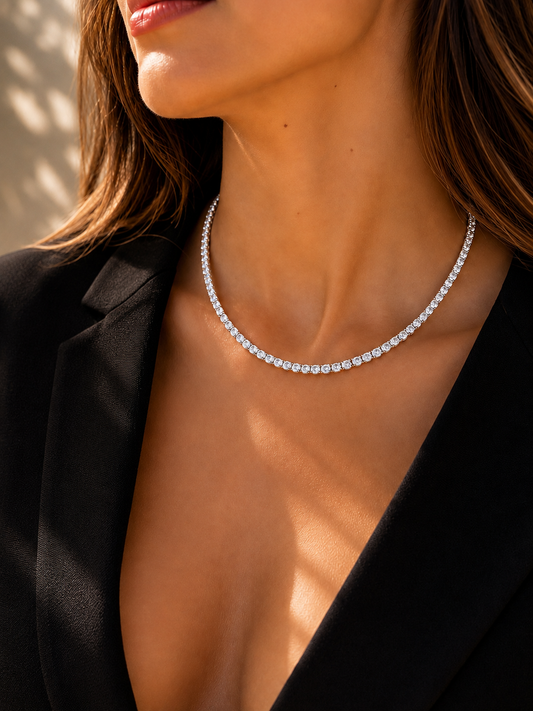 Tennis Necklace Big Stones 40 Cm Length - Tennis Lock