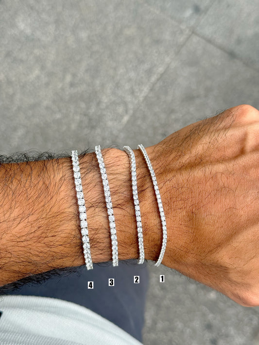 Men Tennis Bracelet White Stones
