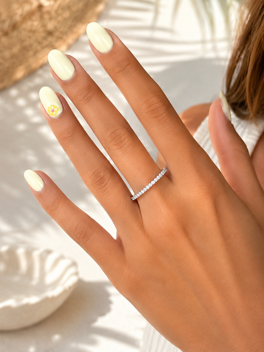 Simple Thin Eternity Ring With Small White Stones
