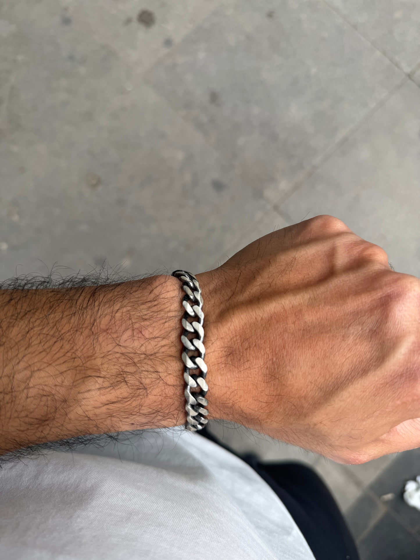 Oxydized Thick Men Cubic Chain Design Bracelet