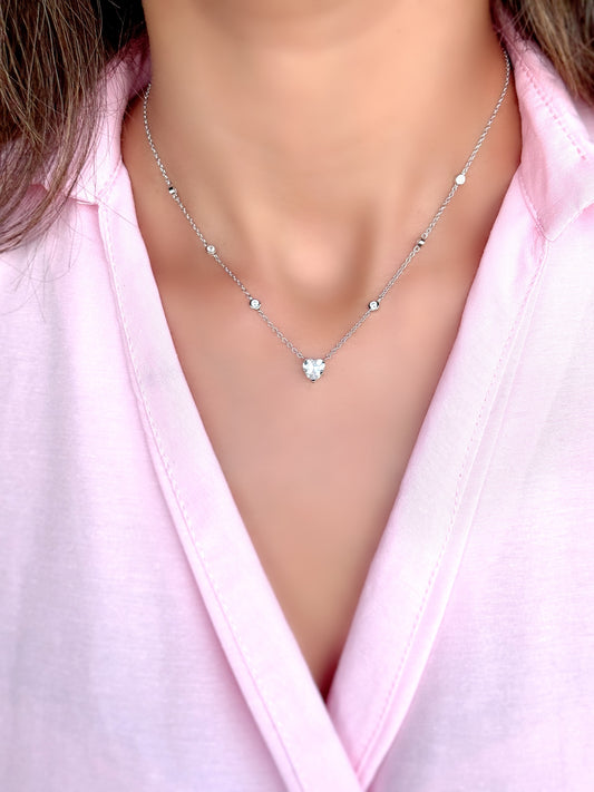 Heart Stone Necklace With Small Round Stones