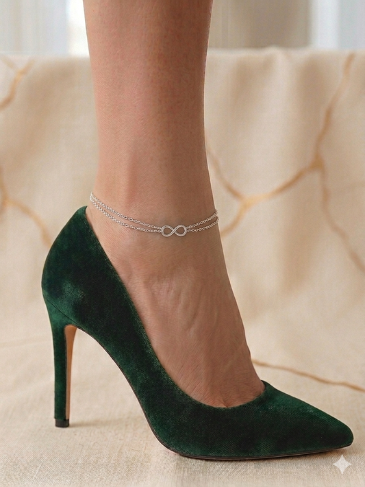 Double Chain Classy Design Infinity Anklet