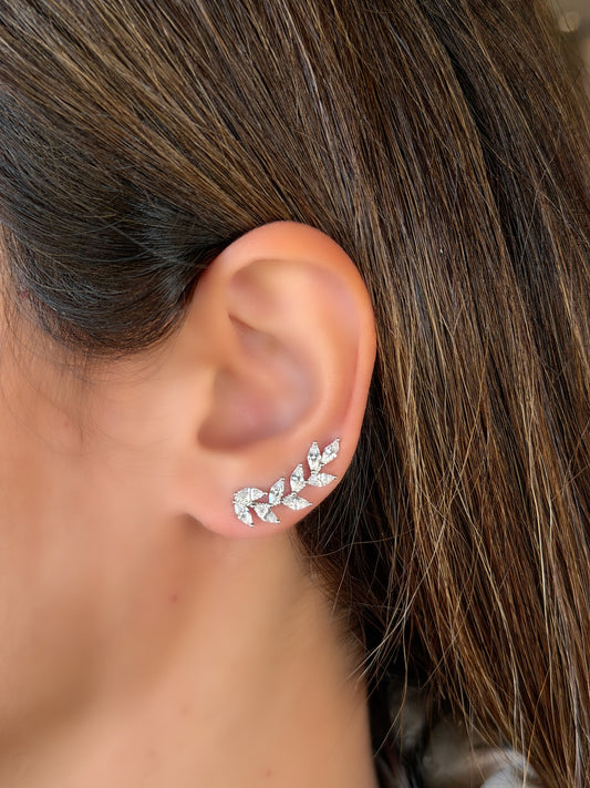 Leaf Design Climbing Earrings