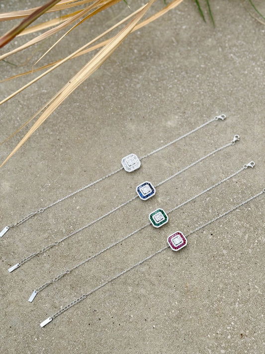 Square Stone Design Bracelet With Different Colors