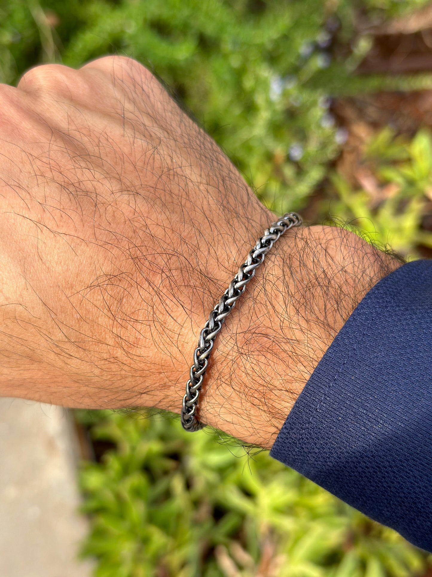 Oxidized Wheat Chain & Bracelet For Men