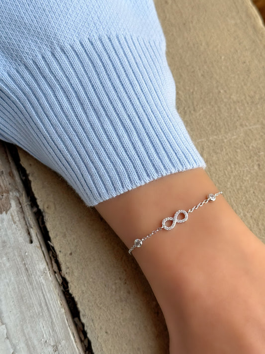 Infinity Design Bracelet with Two Round Stones