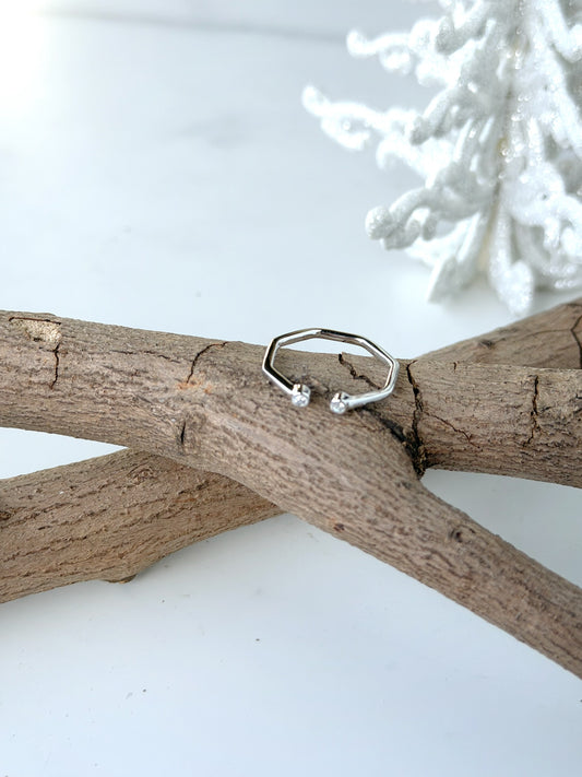 Adjustable Ring With Two Small Round Stones