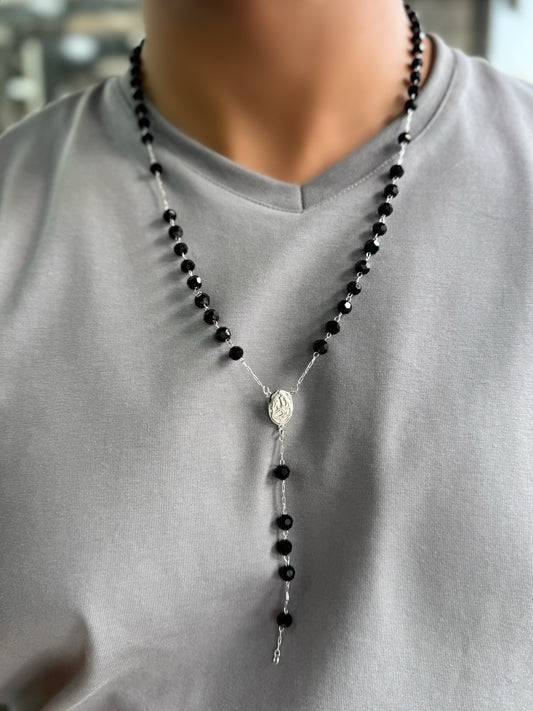 Men Necklace With Black Beads & “Allah” in the middle