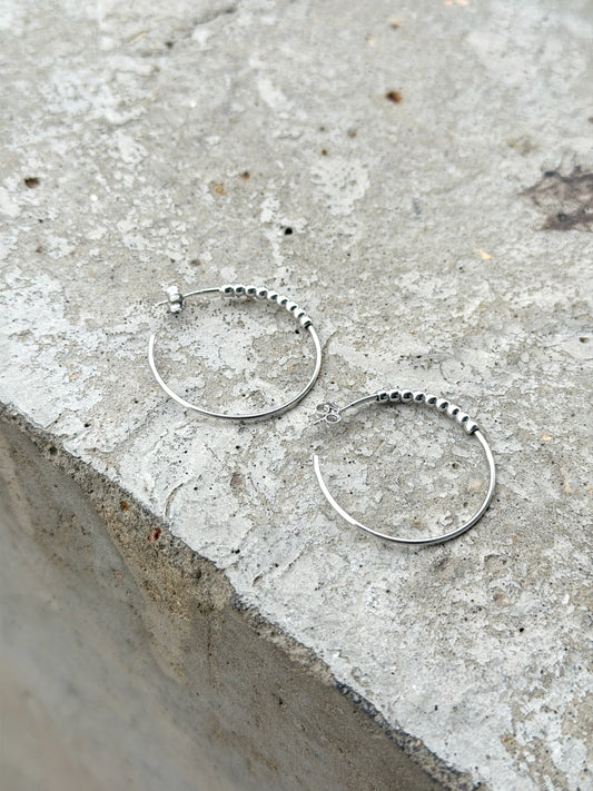 Hoop Design Earrings With Silver Balls Design