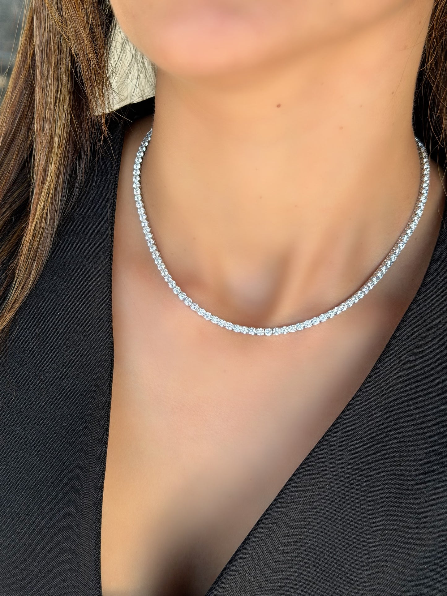 Tennis Necklace Medium Stones 40 Cm Length - Tennis Lock