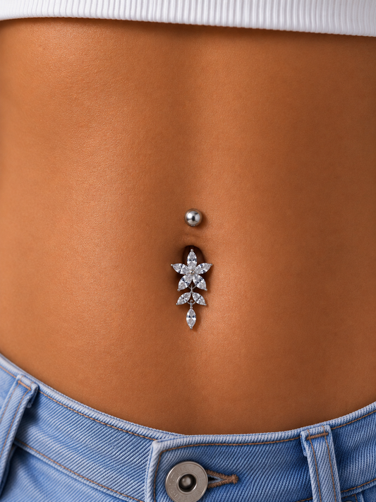 Flower Design Belly Piercing