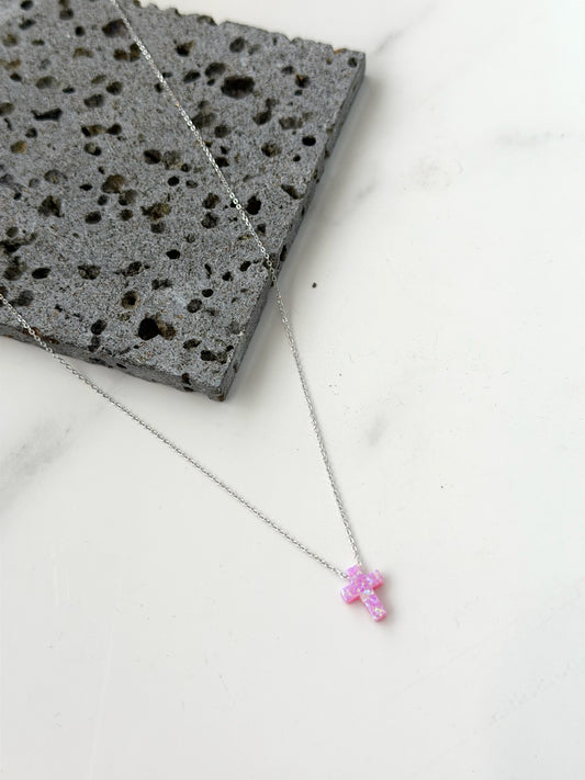 Pink Cross Design Necklace