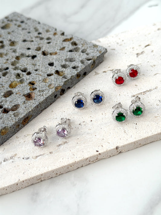 Round Stone Design Earrings Available In Four Coulours