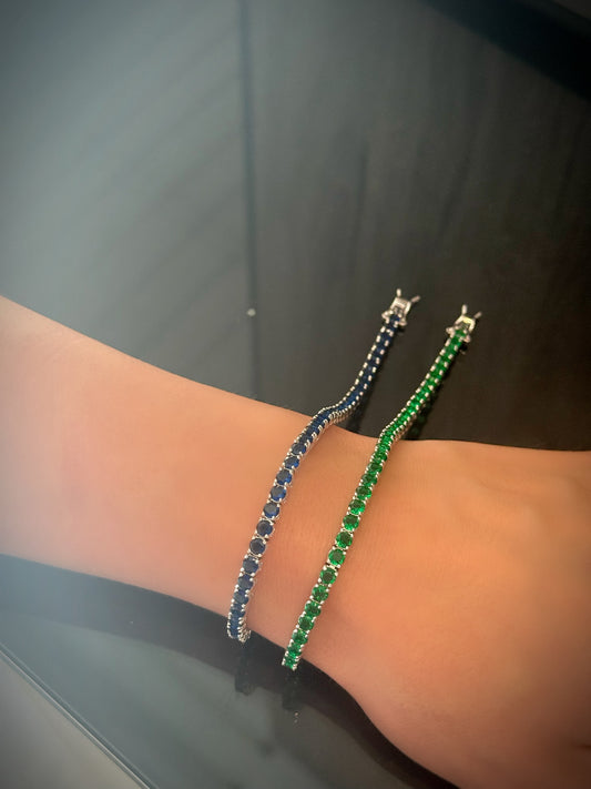 Tennis Bracelet Available In Blue And Green Colors