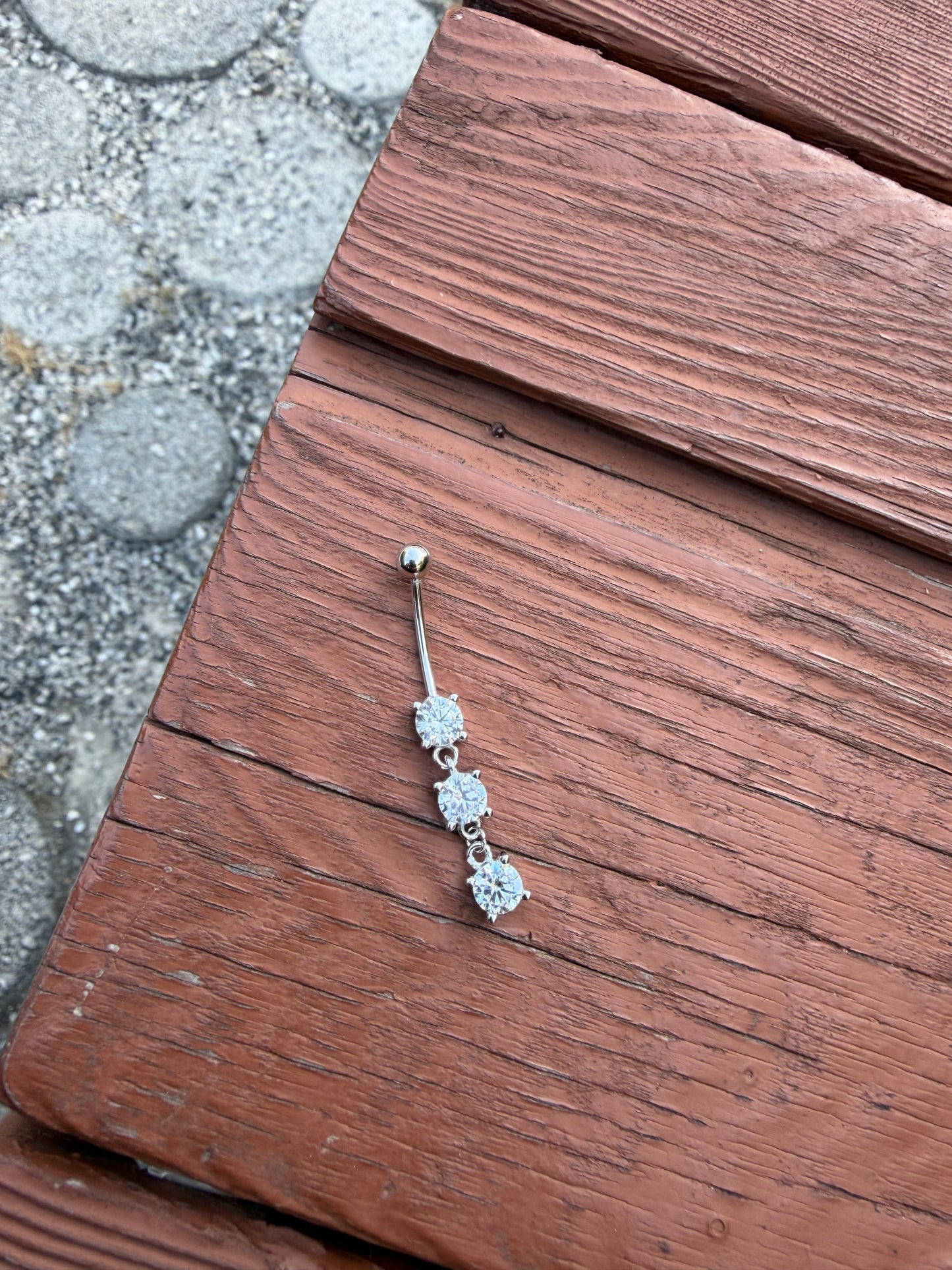 Three Round Stones Design Belly Piercing
