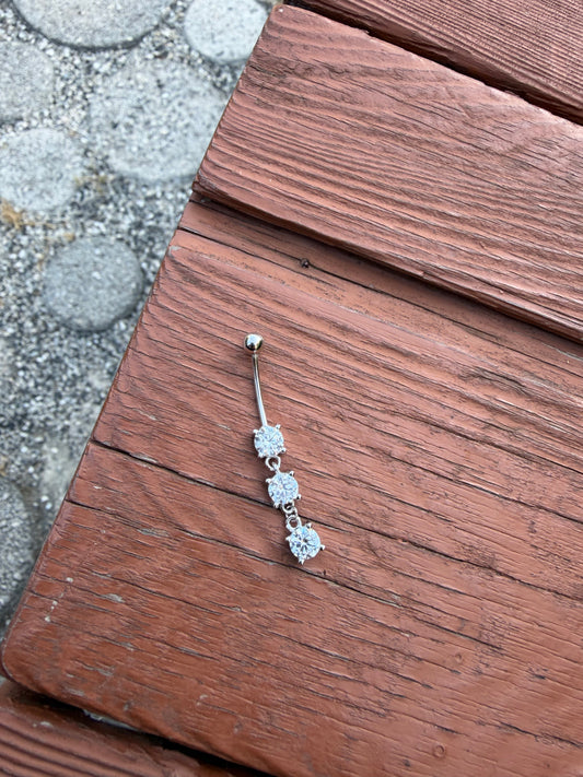 Three Round Stones Design Belly Piercing