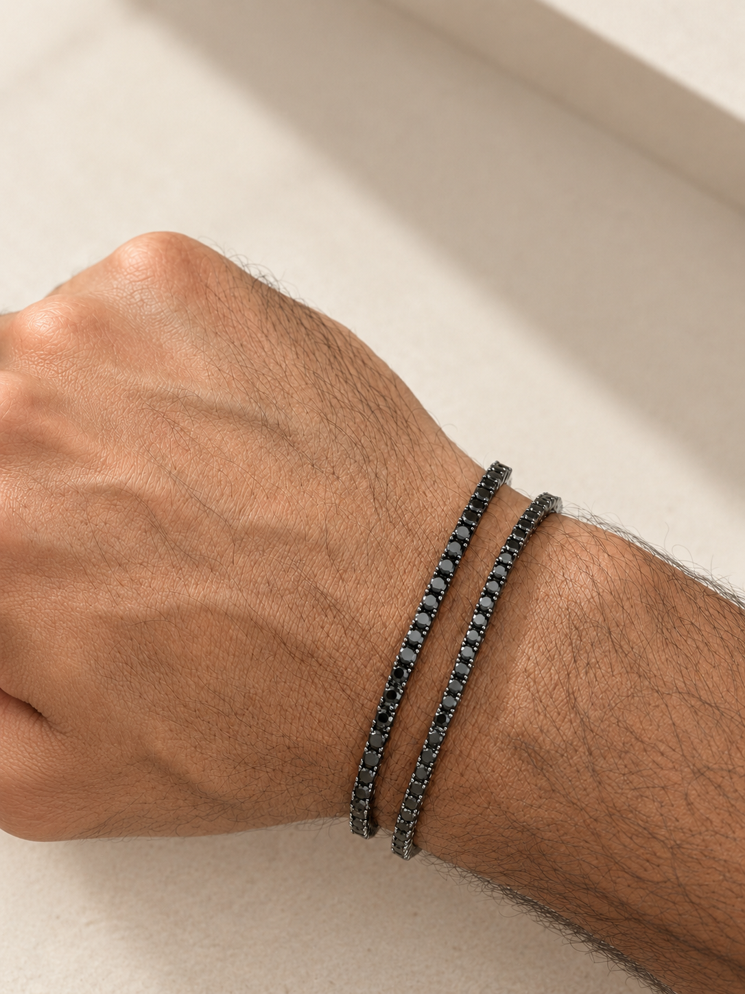 Men Tennis Bracelet Grey & Black Color