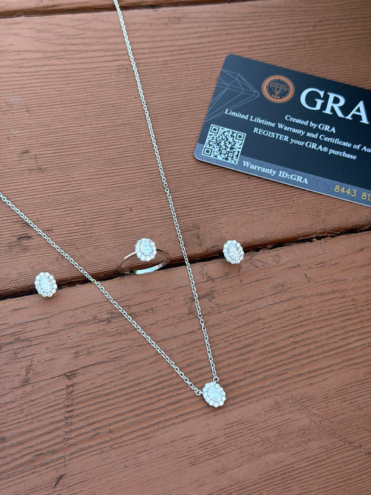 Moissanite Oval Shape Design Set With Certificate (necklace + earrings + ring)