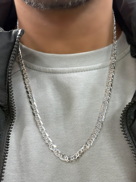 White Double Cubic Chain For Men