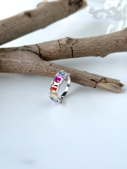 Coloured Square Stone Ring